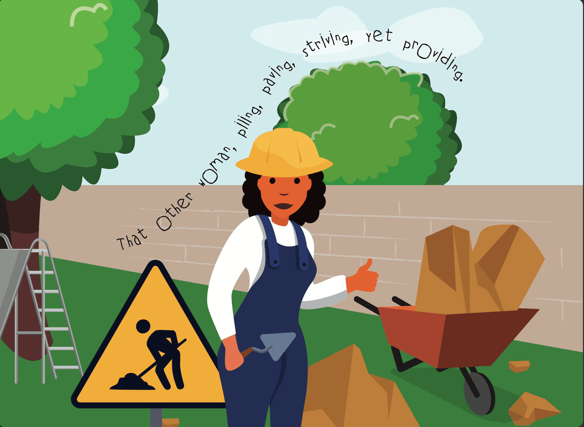 Construction worker mother illustration